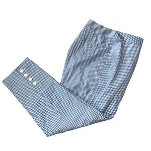 NWT Talbots Blue/White Checkered Button Ankle Pants Size 14